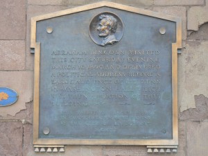 Lincoln speech marker, McLevy Hall